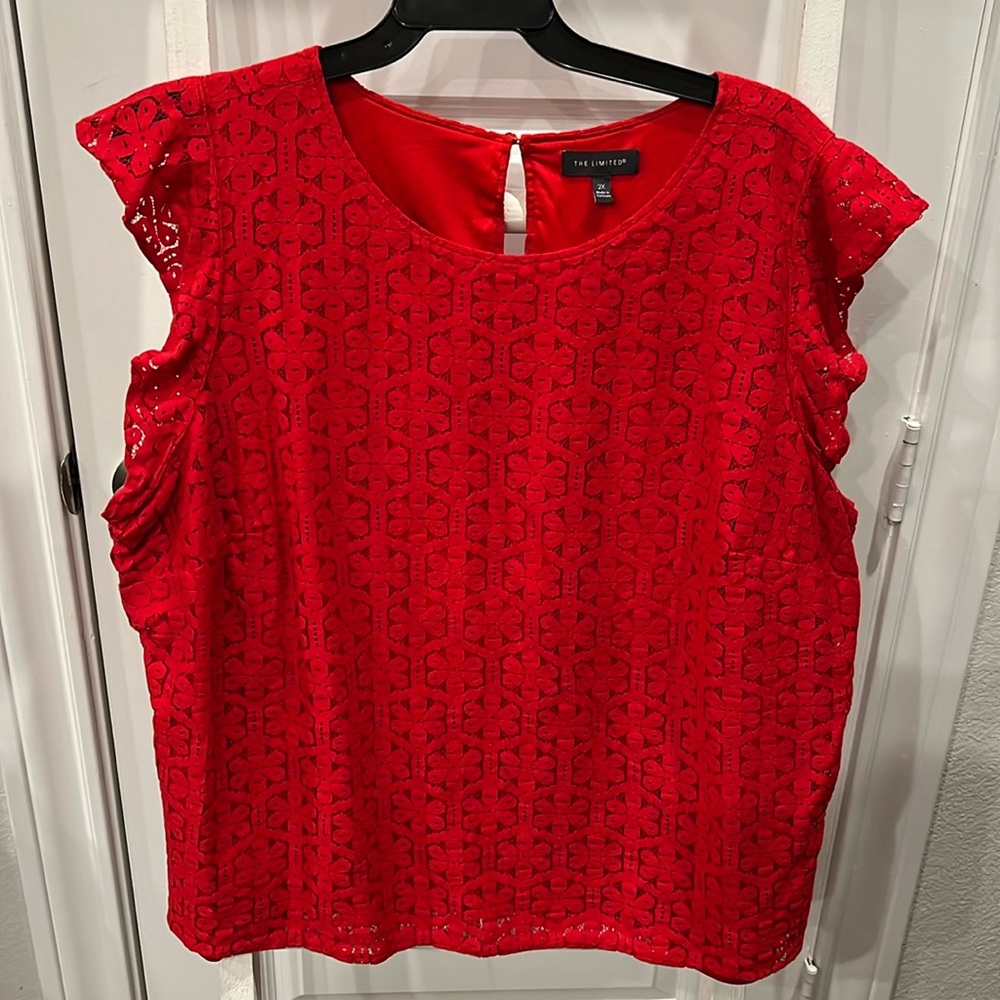 The Limited Women’s Red Size 2X Lacy Short Sleeved Blouse